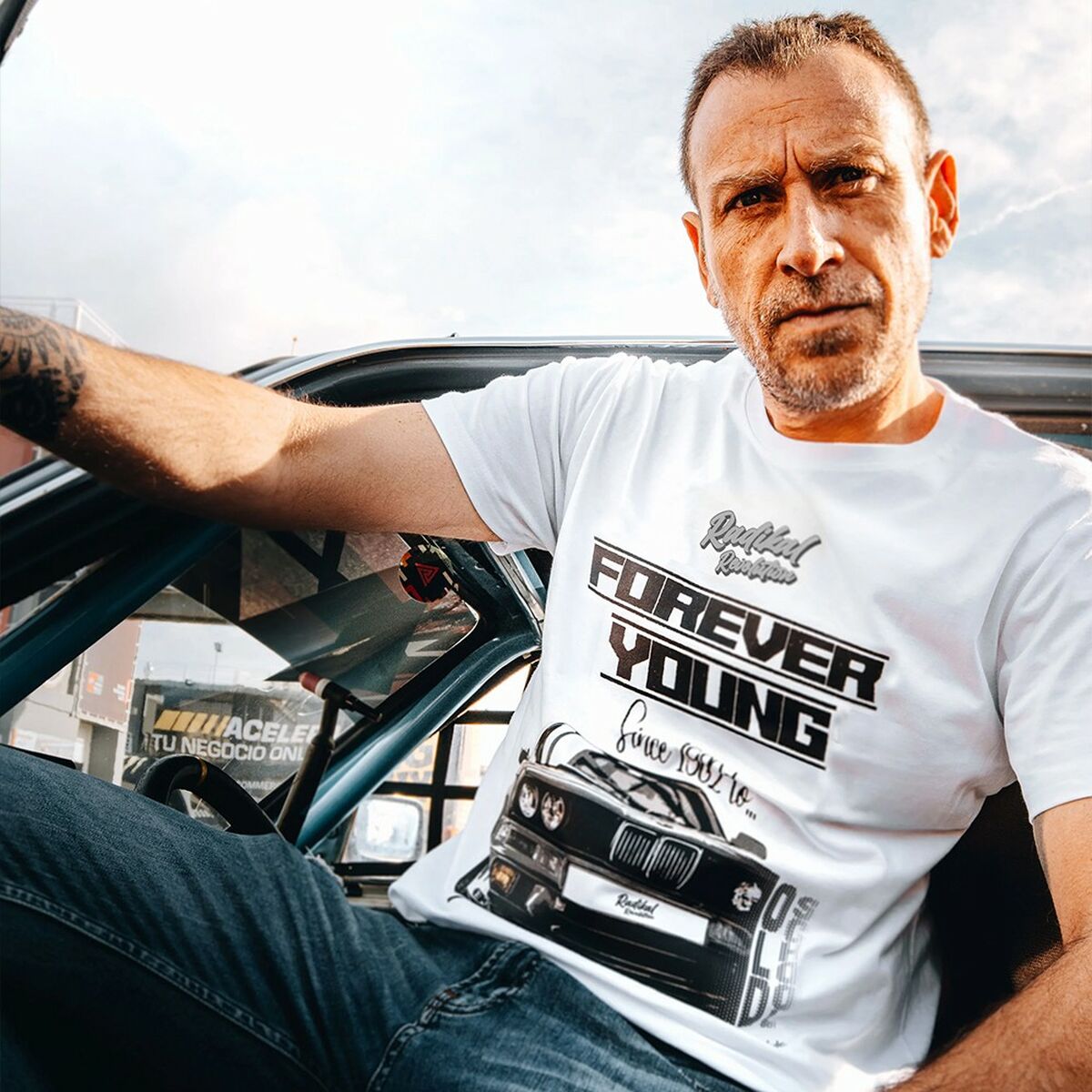 T-shirt med kortärm Herr RADIKAL FOREVER YOUNG Vit XL - 5
