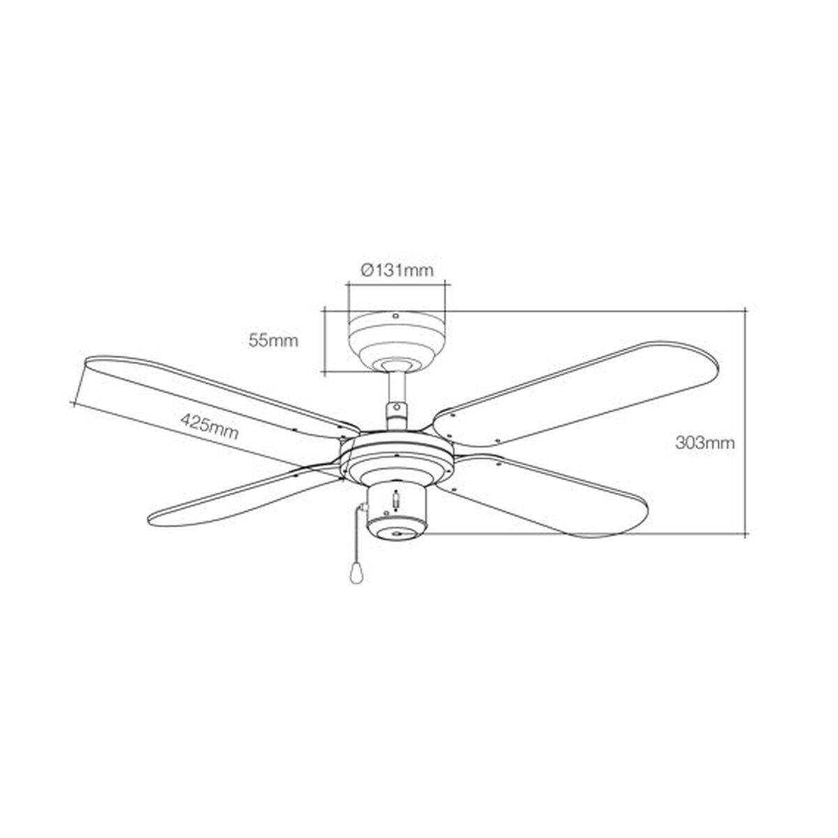 Takfläkt EDM 33802 Báltico Vit 50 W ø 102 cm - 2