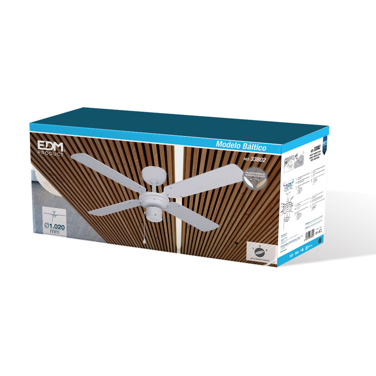Takfläkt EDM 33802 Báltico Vit 50 W ø 102 cm - 5