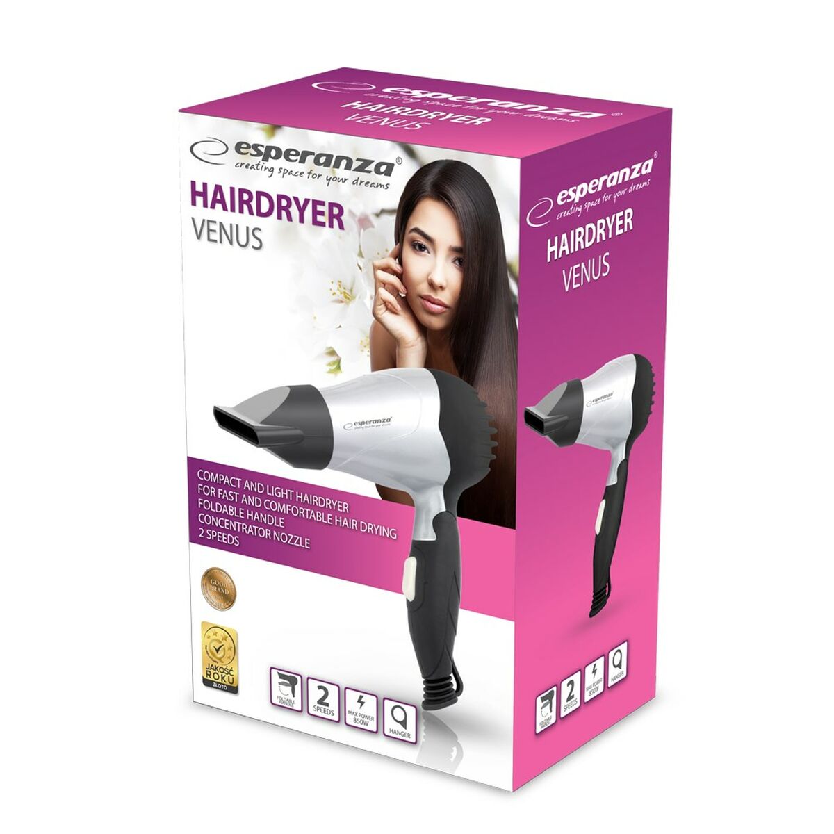 Hårtork Esperanza EBH002S Svart 850 W - 2