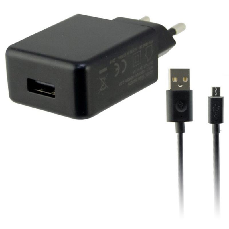 Väggladdare + micro-USB kabel KSIX USB 2A Svart
