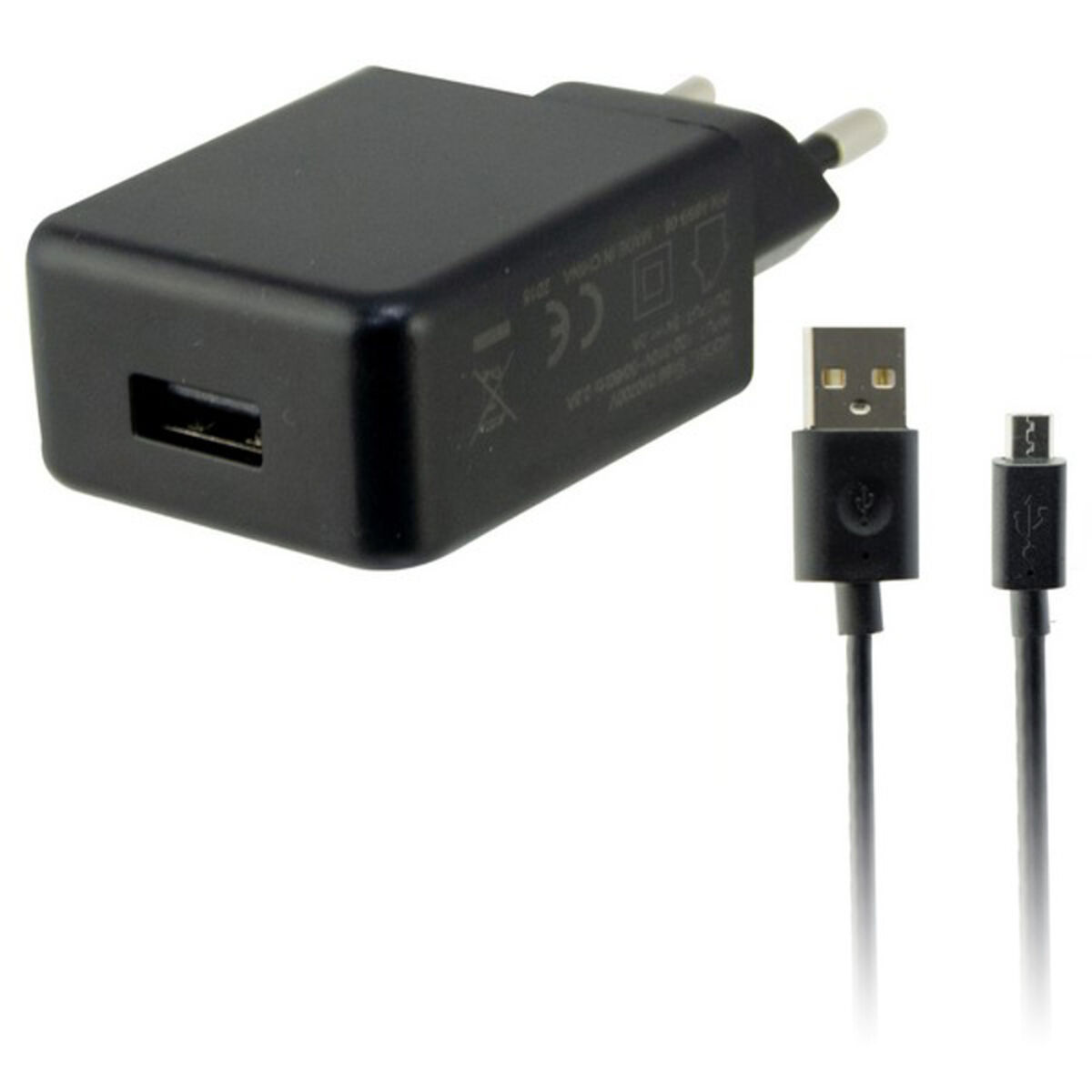 Väggladdare + micro-USB kabel KSIX USB 2A Svart - 2