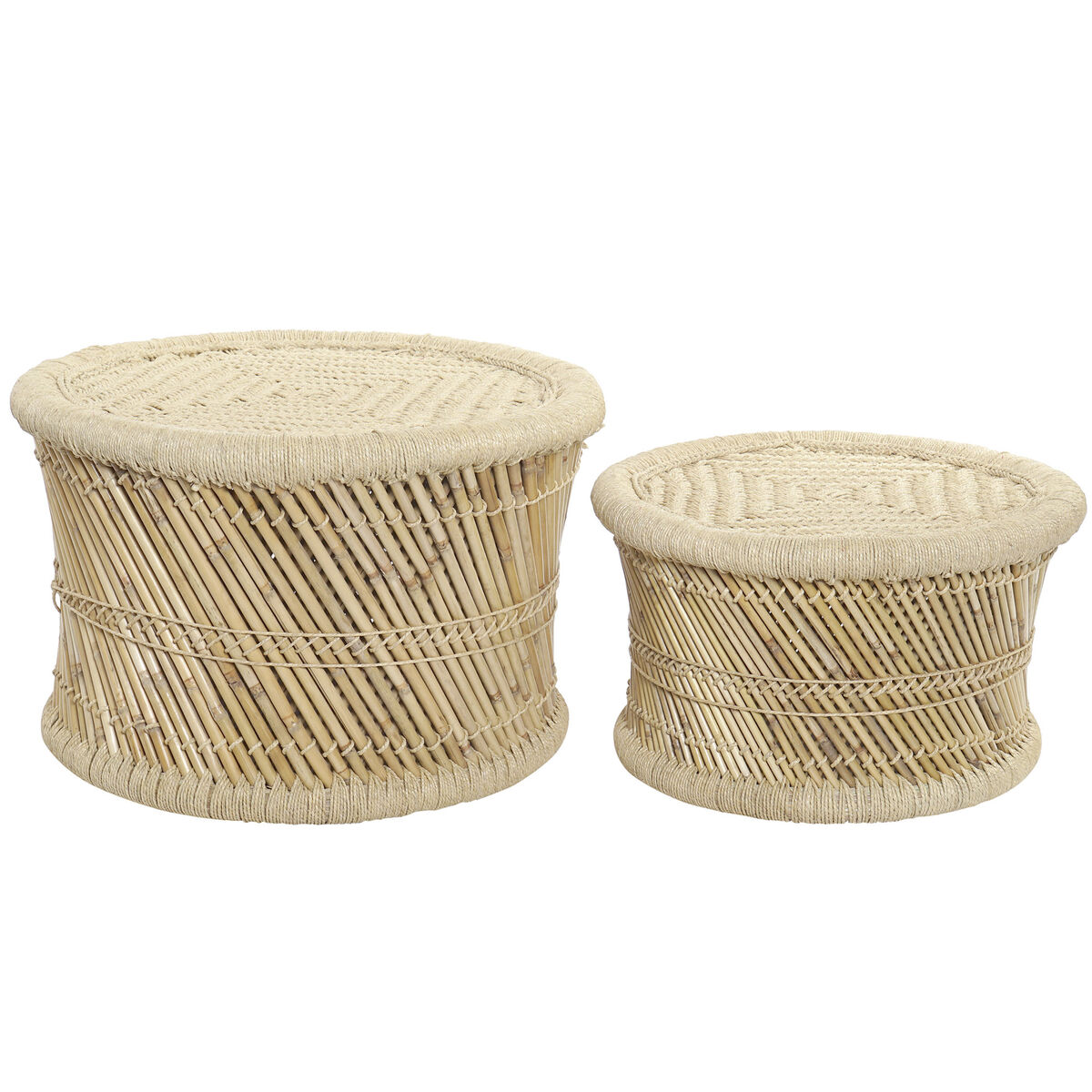 2-bordsset DKD Home Decor Naturell 60 x 60 x 42 cm 62 x 62 x 42 cm 64 x 64 x 42 cm - 2