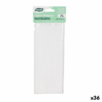 Återanvändbara sugrör Algon Vit Plast 36 antal 22 cm 6 mm