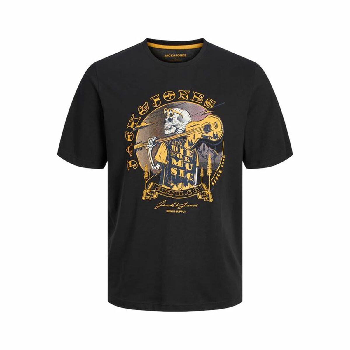 T-shirt med kortärm Herr Jack & Jones skull Rock Crew Svart