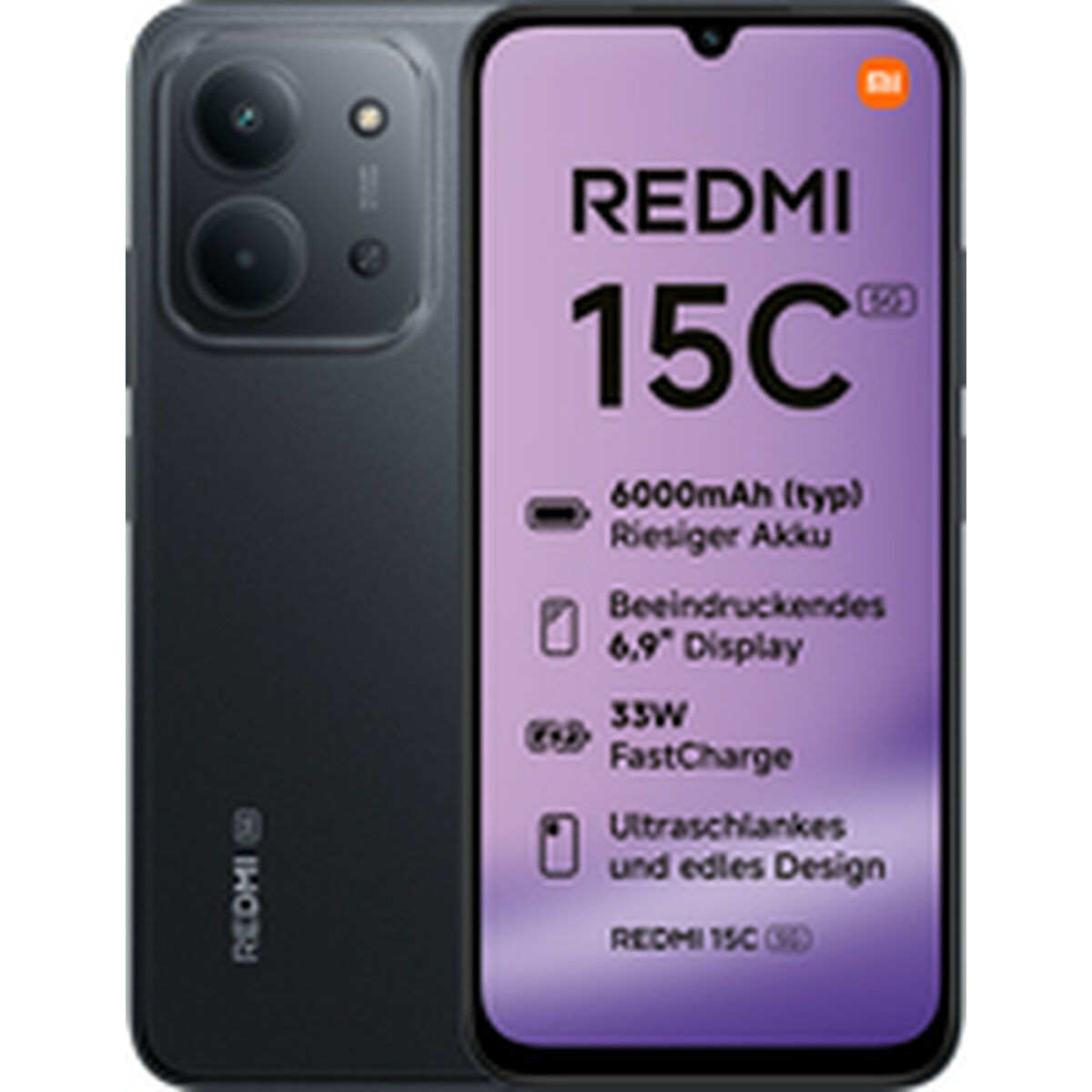Smartphone Xiaomi Redmi 15C 6,9" Octa Core 4 GB RAM 128 GB Svart