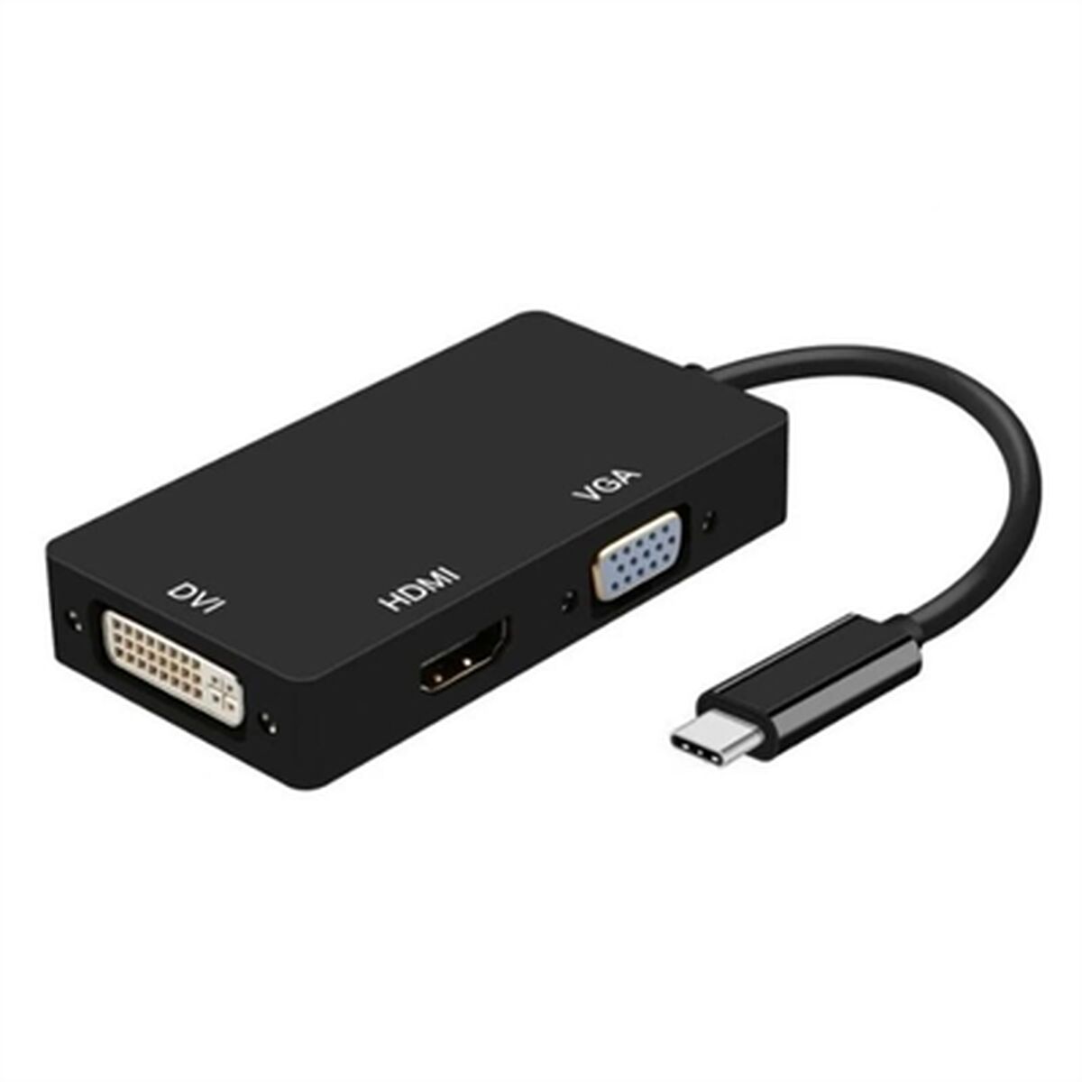 USB-C till VGA/HDMI/DVI Adapter Aisens A109-0343 HDMI USB VGA USB 3.2 Svart 15 cm