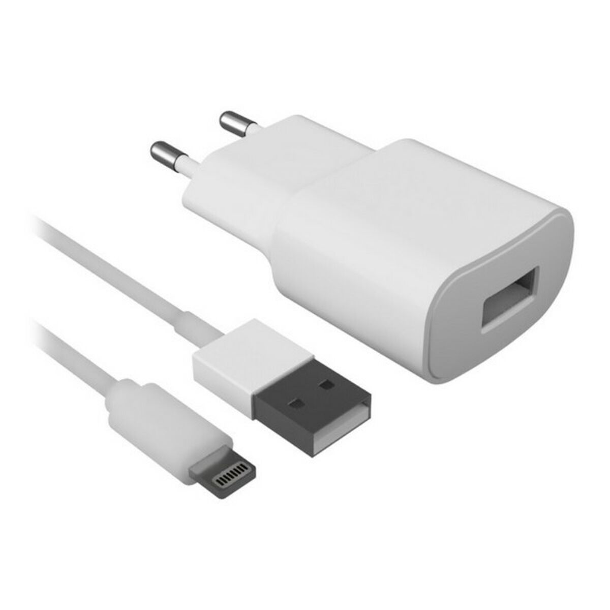Väggladdare + lightning MIFI-kabel Contact Apple-compatible 2.1A Vit - 2