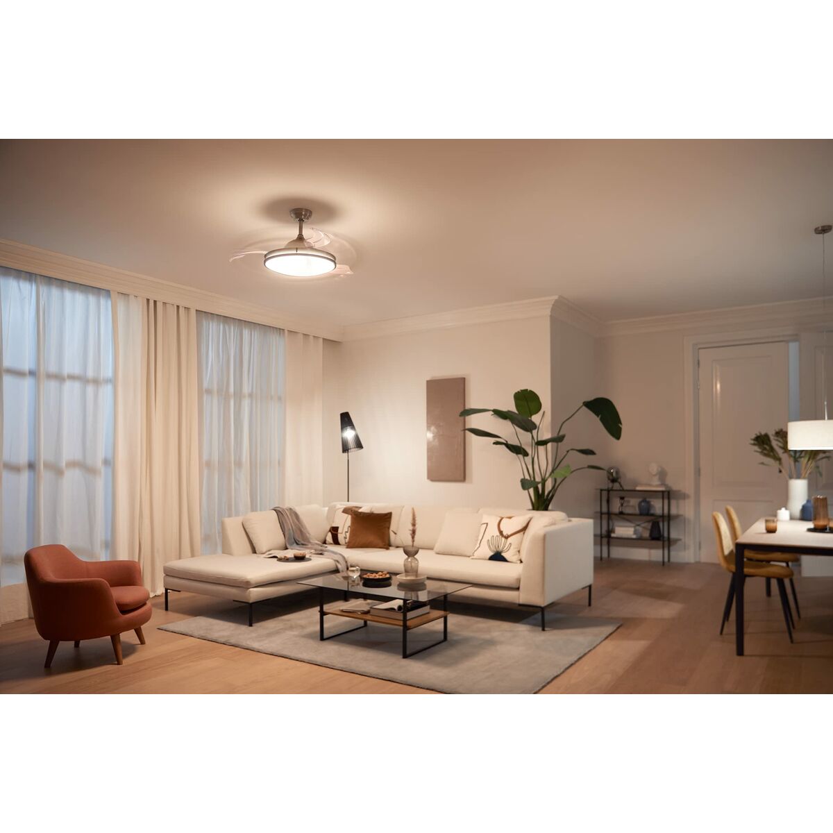 Takfläkt med belysning Philips Atlas 35 W 28 W 4500 Lm ickel (2700 K) - 6
