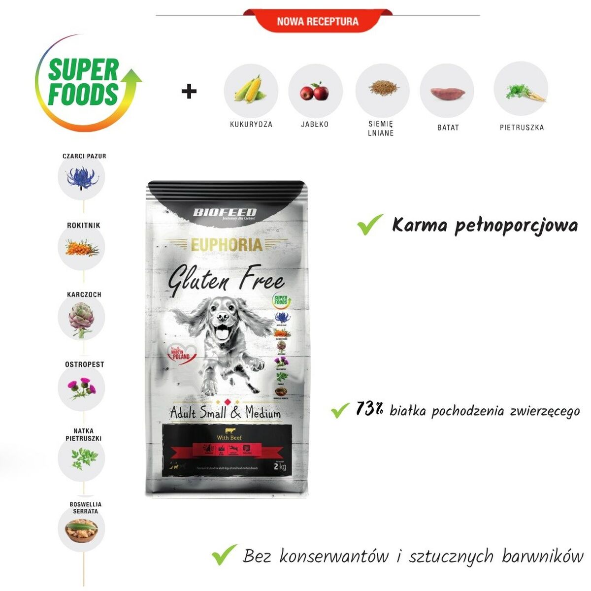 Foder Biofeed Adult Small & Medium Kalvkött 12 kg - 2