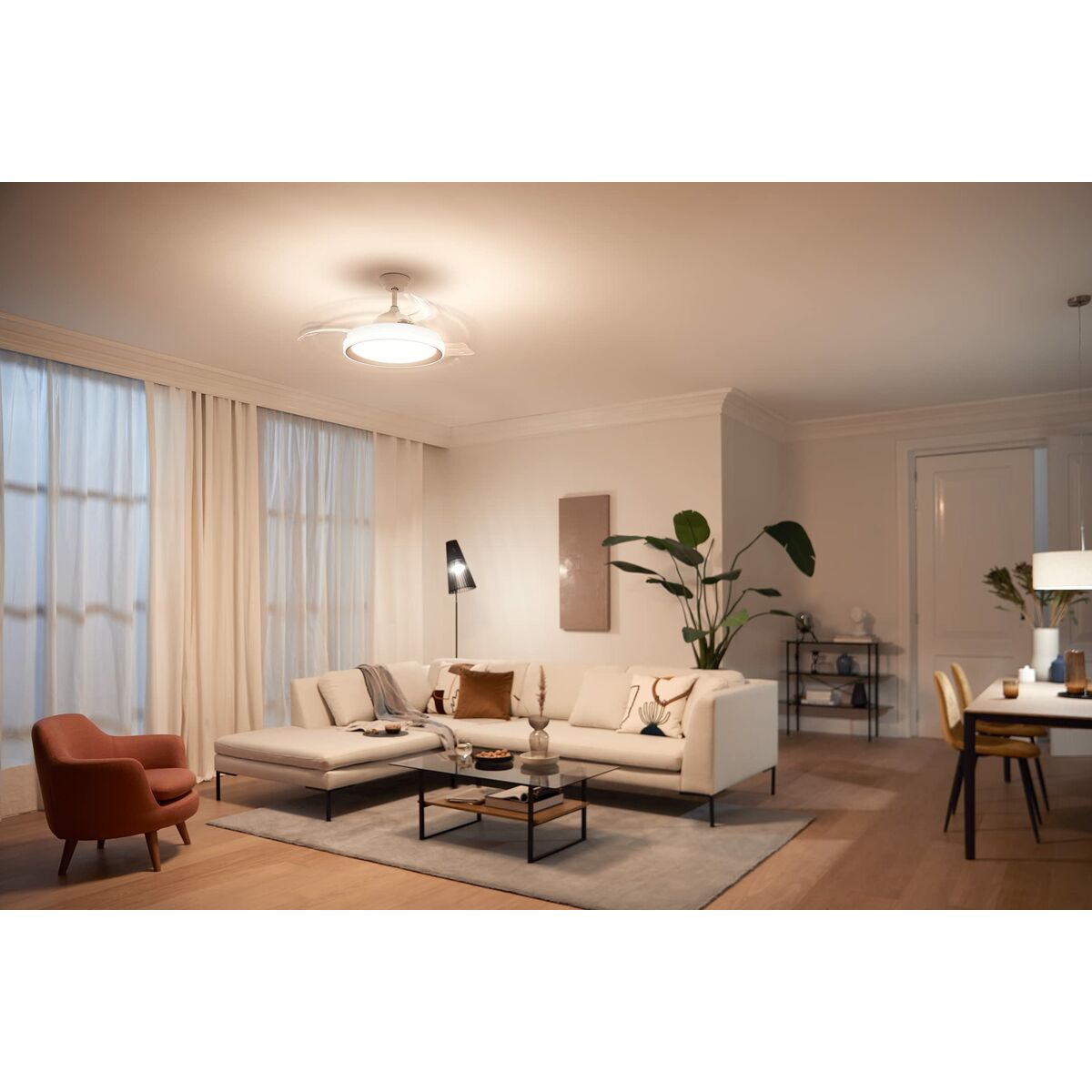 Takfläkt med belysning Philips Atlas Gyllene 35 W 28 W 4500 Lm (2700 K) - 4
