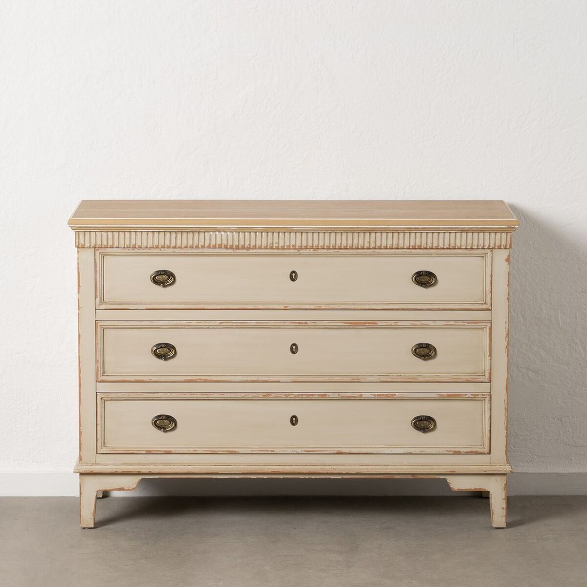 Byrå Kräm Naturell Granträ Trä MDF 119,5 x 44,5 x 84 cm - 2