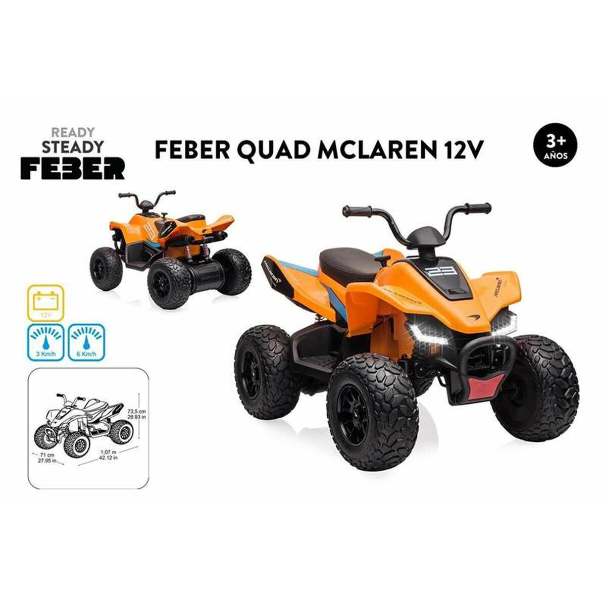 Elektrisk fyrhjuling Feber McLaren MCL 35 Liveries JL212 Orange 12 V - 5