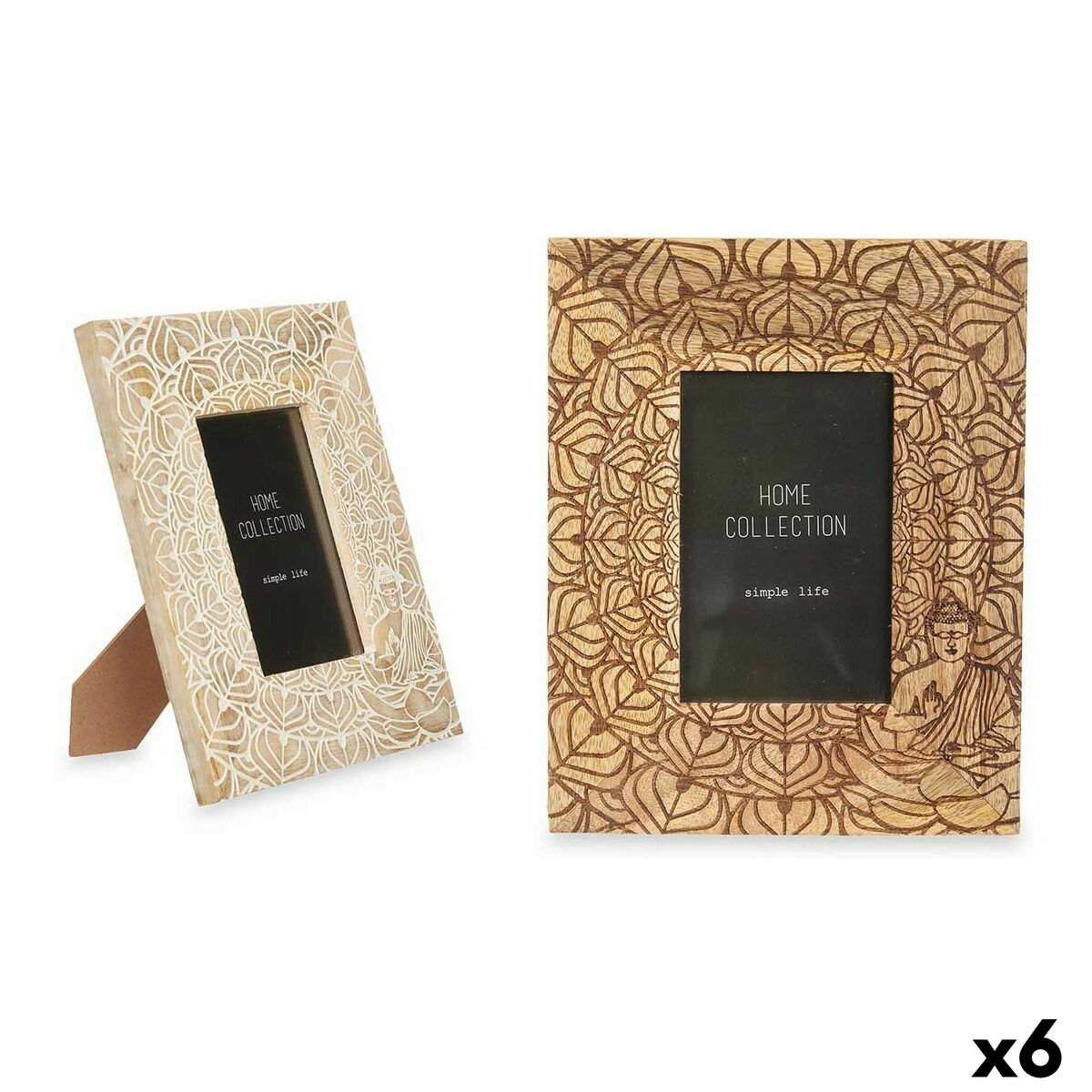 Fotoram Vit Brun Mangoträ Buddha 20 x 25 x 1,5 cm (6 antal)
