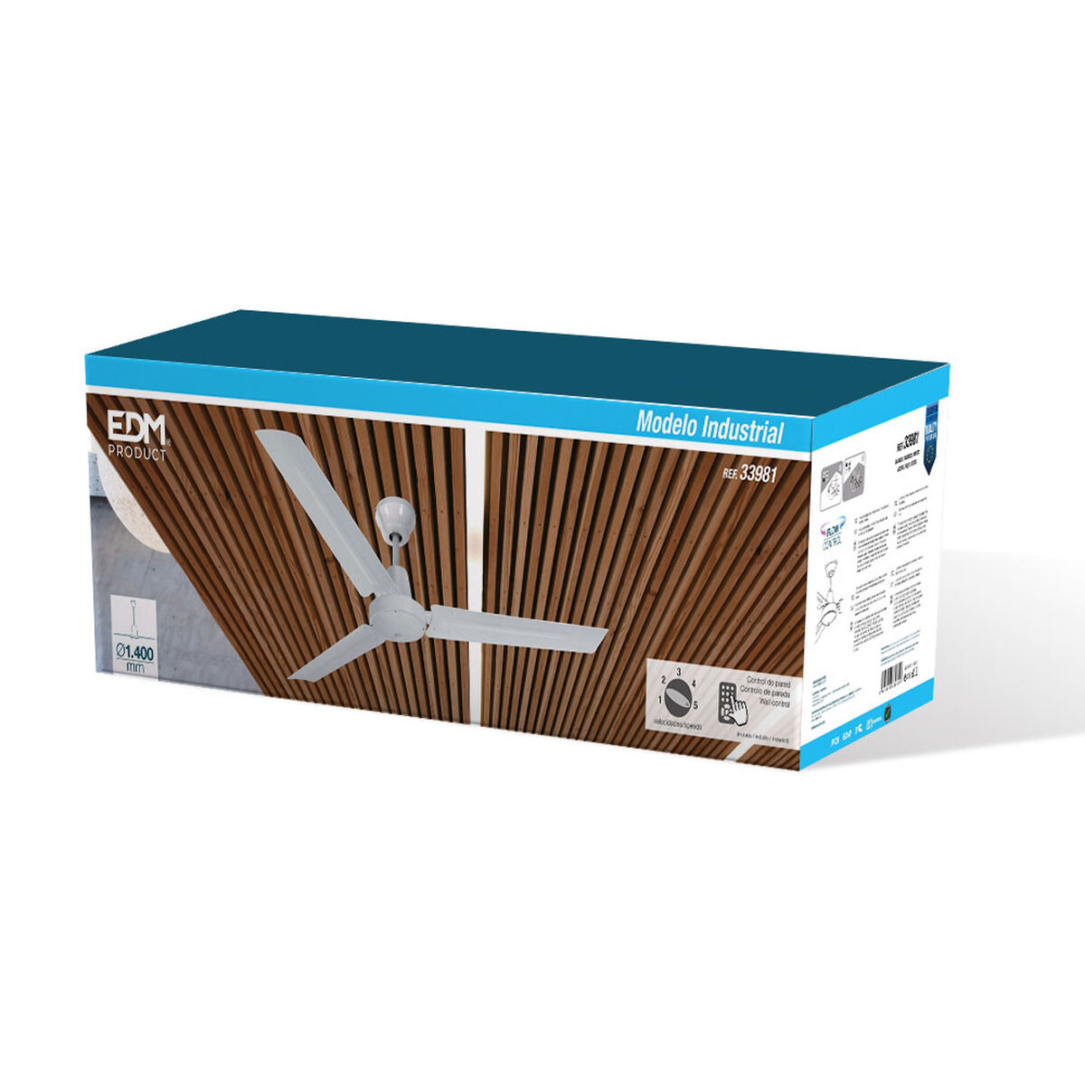 Takfläkt EDM 33981 Vit 60 W Ø 140 cm industriell - 5