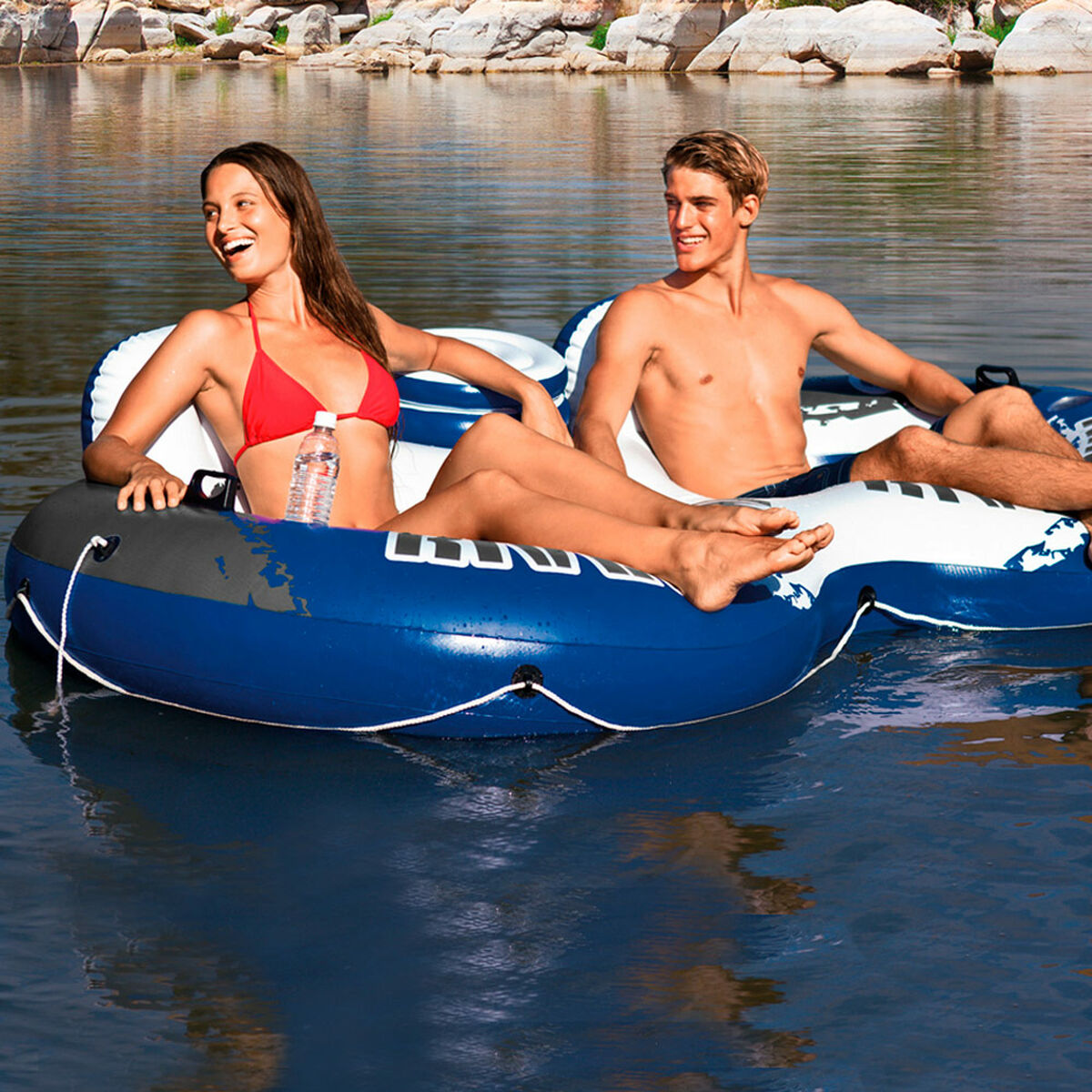 Uppblåsbart hjul Intex River Run 2 243 x 51 x 157 cm Blå Vit (3 antal) - 7