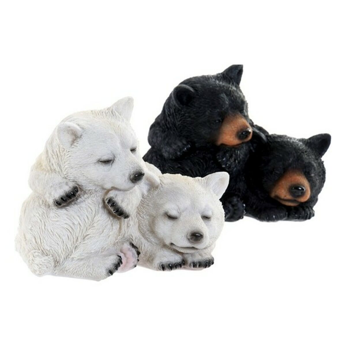 Prydnadsfigur DKD Home Decor Vit Svart 14,5 x 14,5 x 11 cm Harts (2 antal) - 2