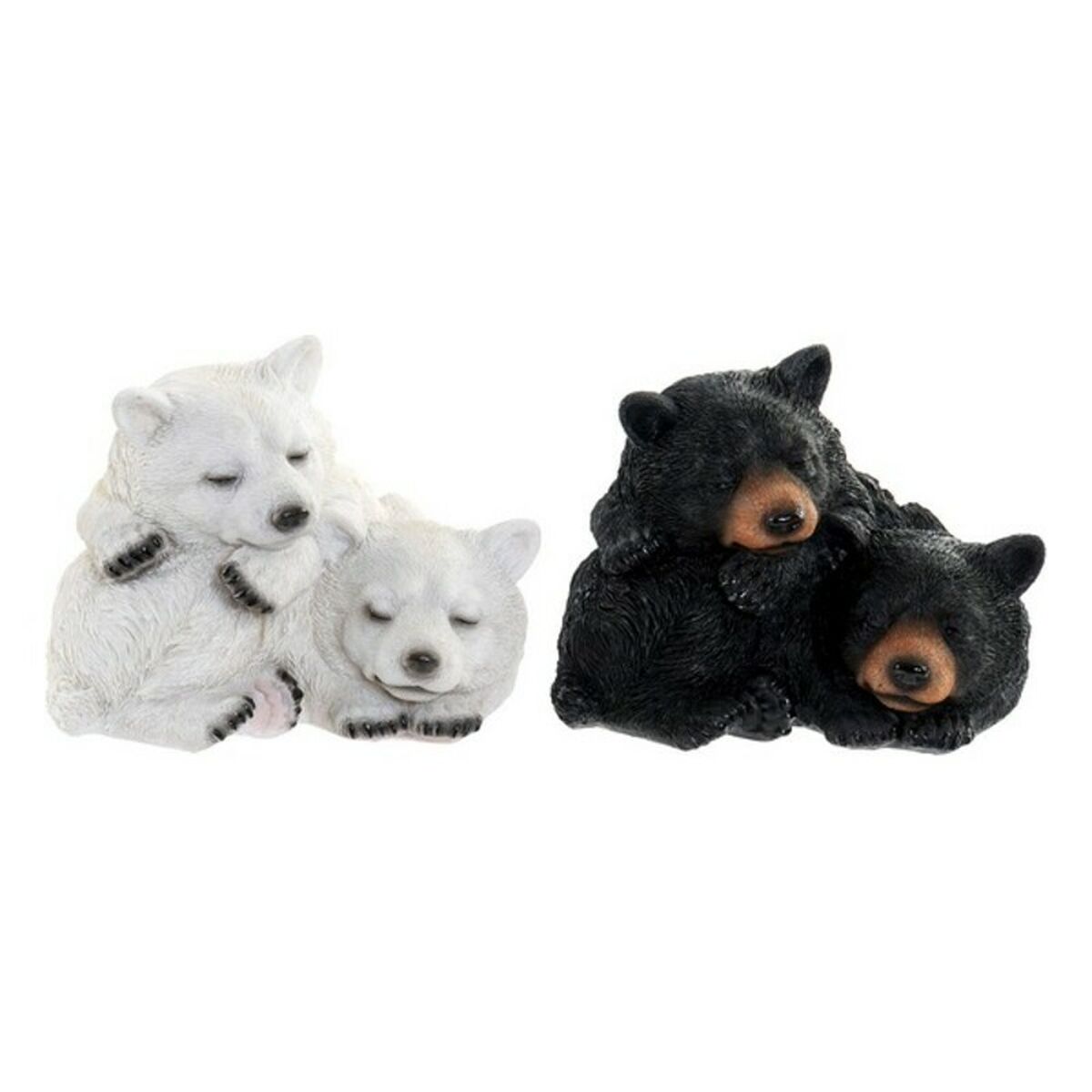 Prydnadsfigur DKD Home Decor Vit Svart 14,5 x 14,5 x 11 cm Harts (2 antal)