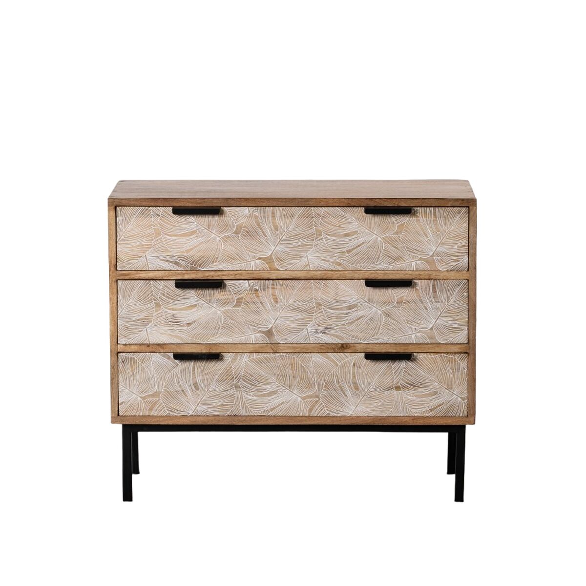 Kommod 100 x 40,5 x 85 cm Naturell Metall Trä Vit