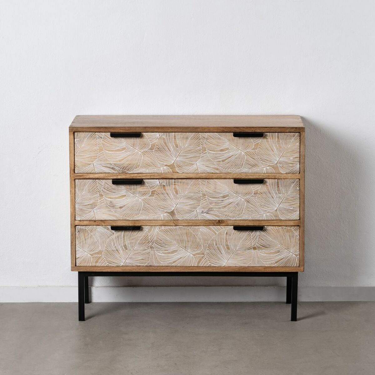 Kommod 100 x 40,5 x 85 cm Naturell Metall Trä Vit - 2
