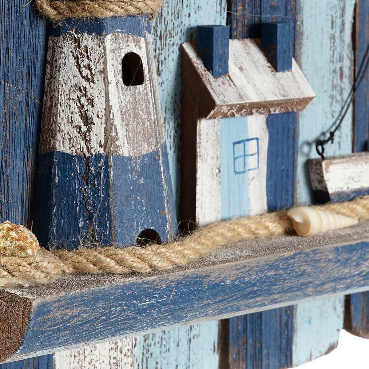 Väggdekoration DKD Home Decor Främre lyktor Medelhavs Gran (36.5 x 6.5 x 29.5 cm) - 3
