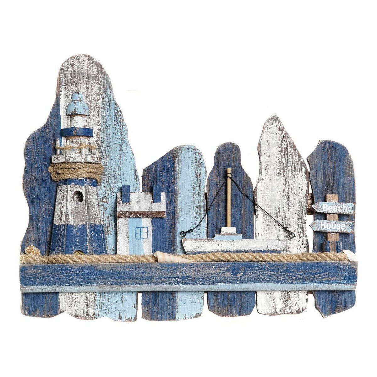 Väggdekoration DKD Home Decor Främre lyktor Medelhavs Gran (36.5 x 6.5 x 29.5 cm)