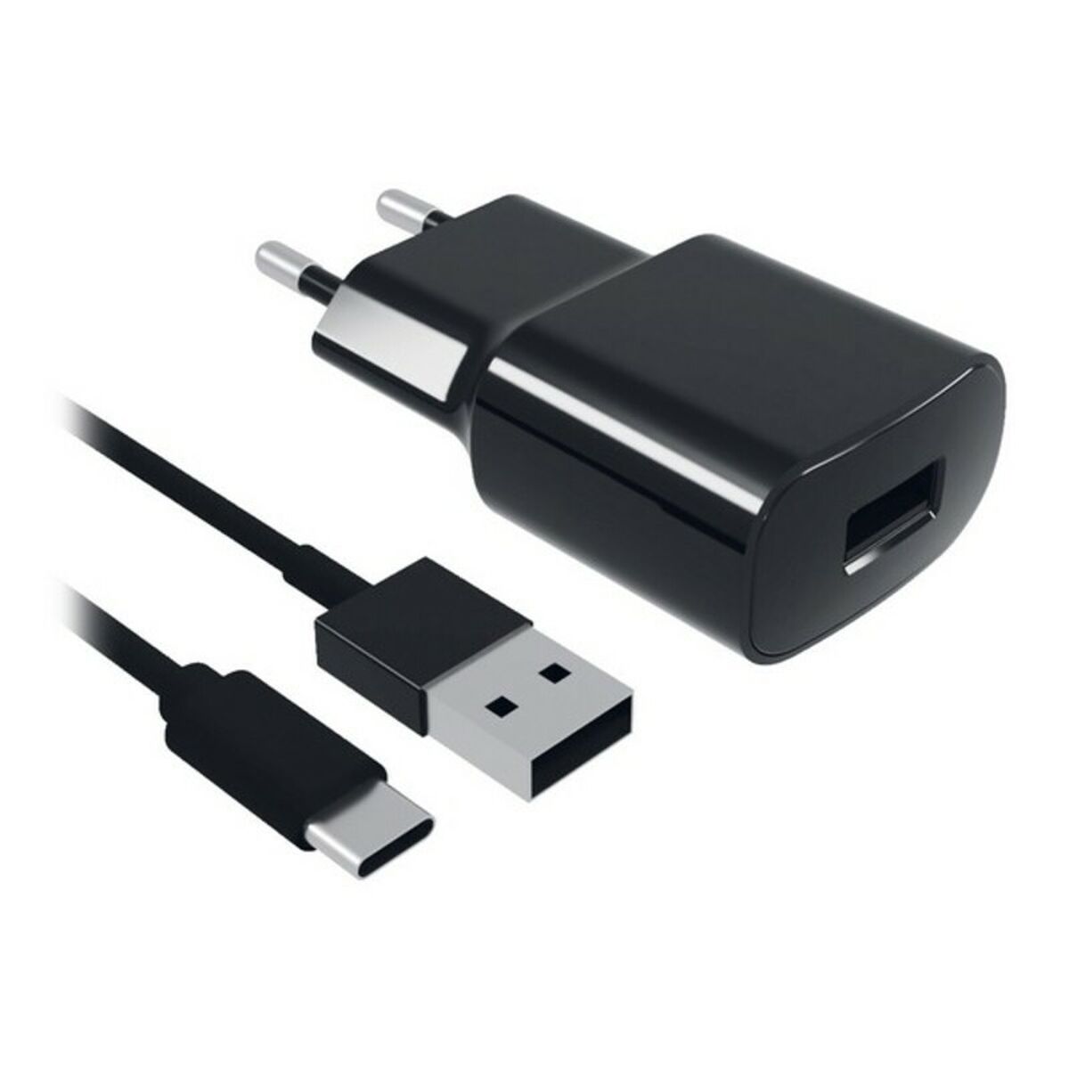 Väggladdare + USB C kabel Contact 8427542980744 2A Svart - 2