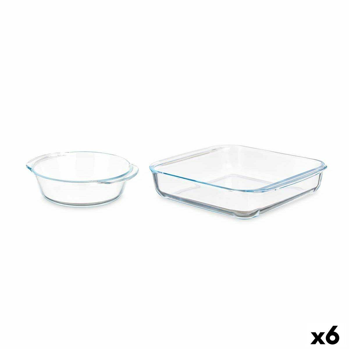 Uppsättning med Brickor Transparent Borosilikatglas 800 ml 1,8 L (6 antal)