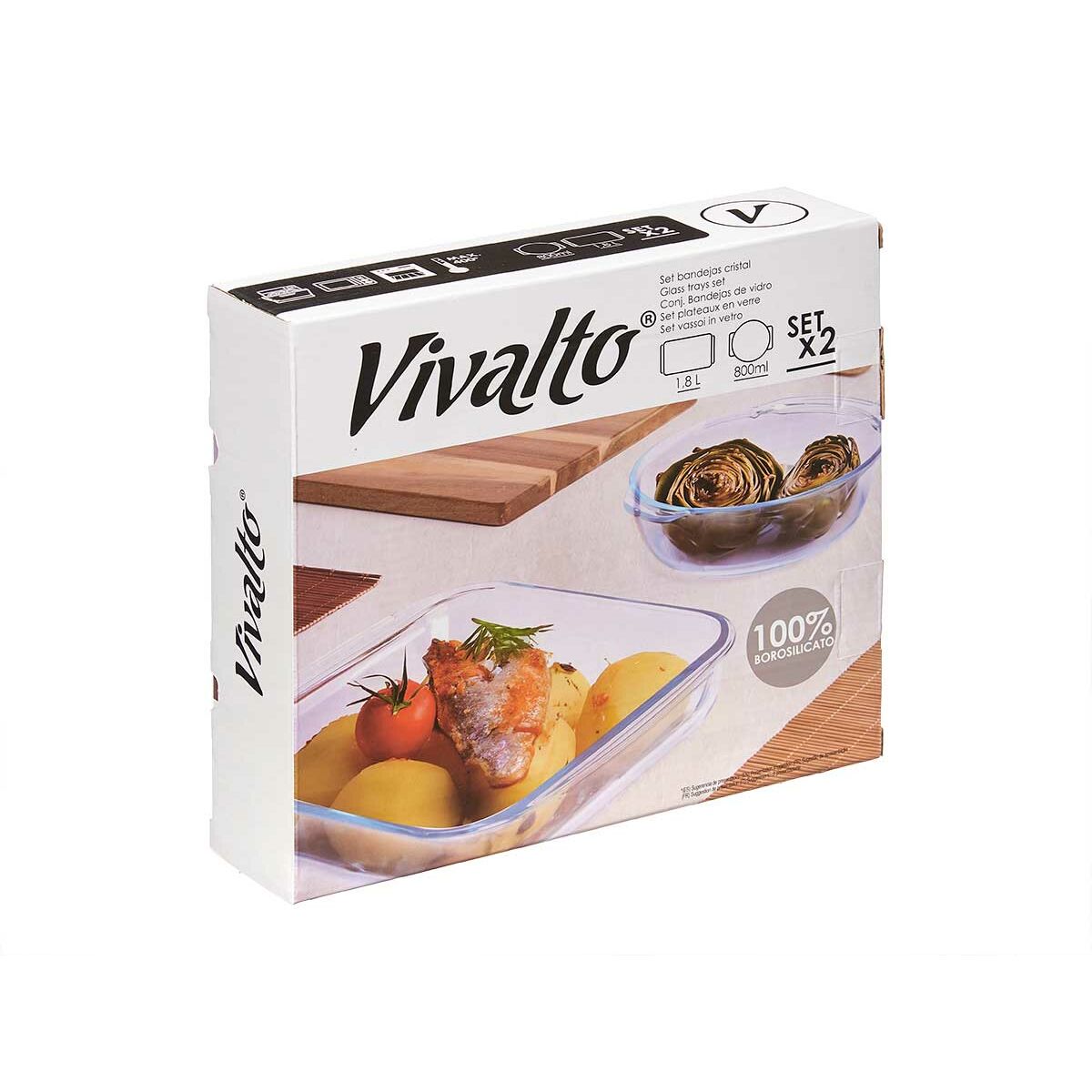 Uppsättning med Brickor Transparent Borosilikatglas 800 ml 1,8 L (6 antal) - 3