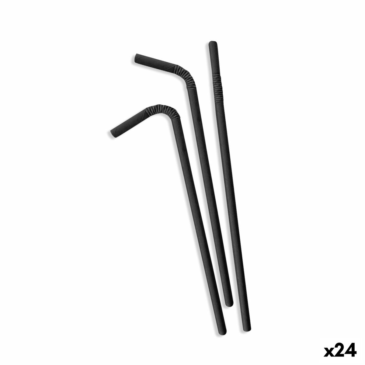 Strån Algon Papp Svart 25 Delar 24 antal - 5