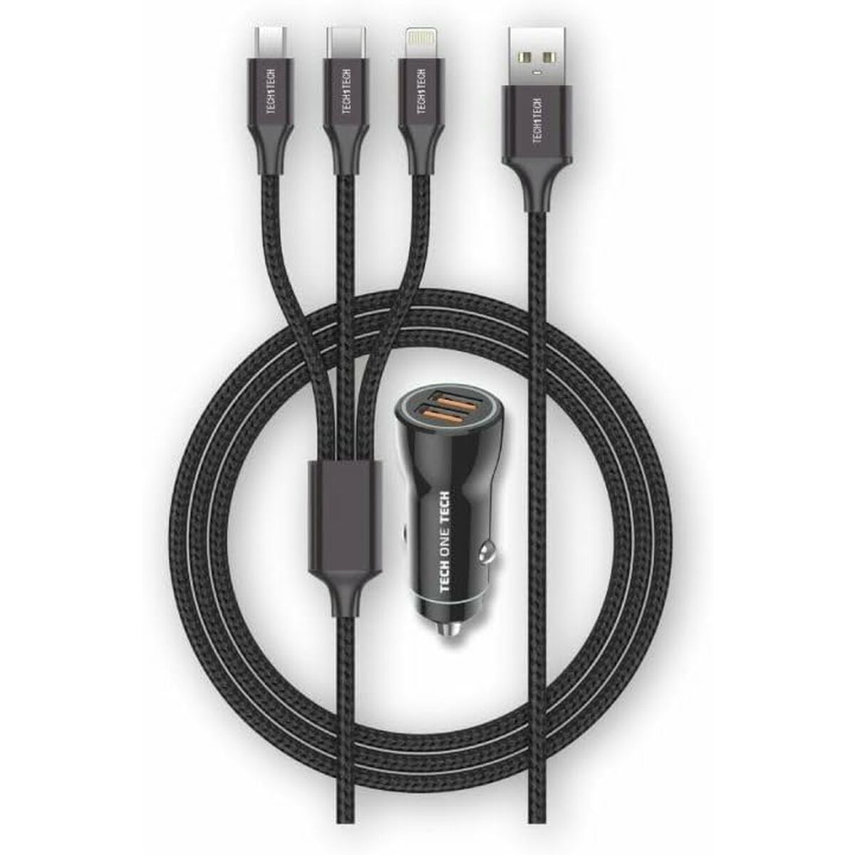 Universal USB-billaddare + kabel Tech One Tech Double USB x 2 - 2