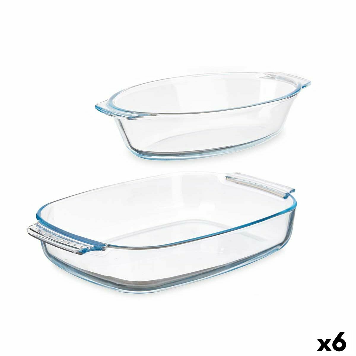 Uppsättning med Brickor Vivalto Transparent Borosilikatglas 700 ml 2 L 2L 30,2 x 5,8 x 19,7 cm (6 antal)