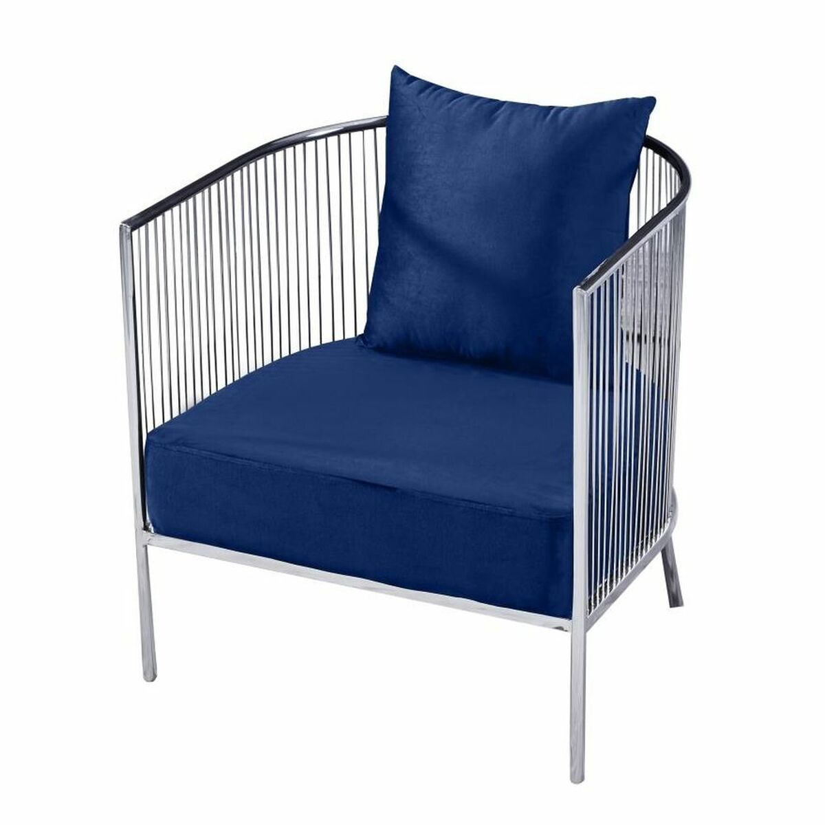 Fåtölj DKD Home Decor Polyester Stål Marinblå (66 x 69 x 70 cm) - 3