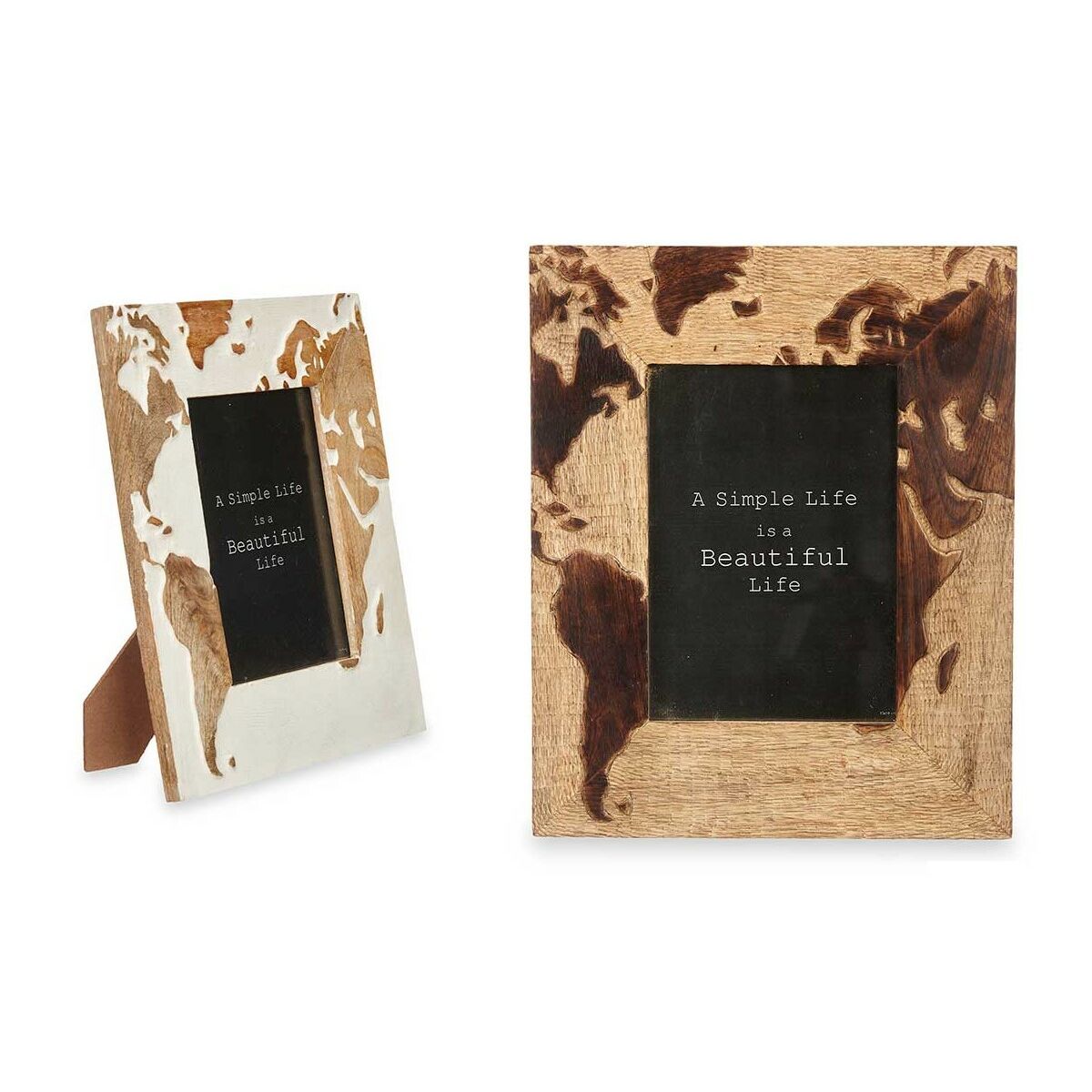 Fotoram Vit Brun Mangoträ Världskarta 22,3 x 28 x 1,5 cm (6 antal) - 2