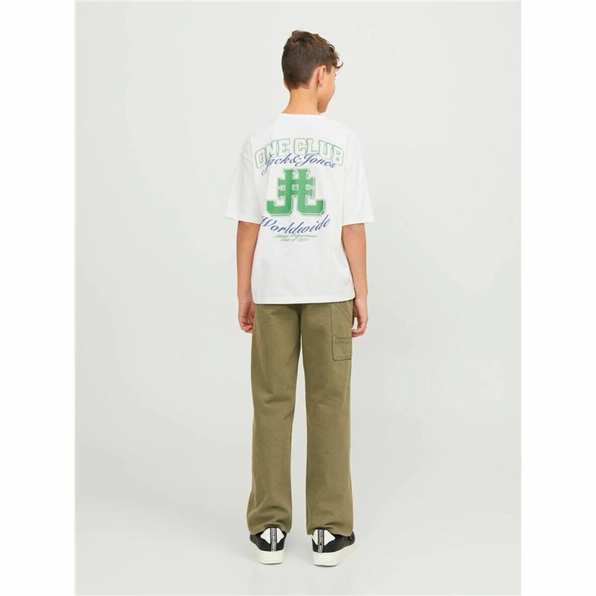 Barn T-shirt med kortärm Jack & Jones Jorcole Back Print Vit Grön - 4
