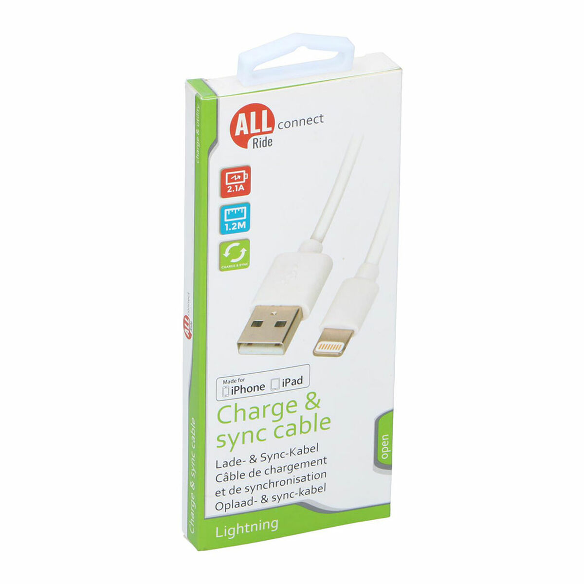 Kabel USB till Lightning All Ride Vit 1,2 m - 3