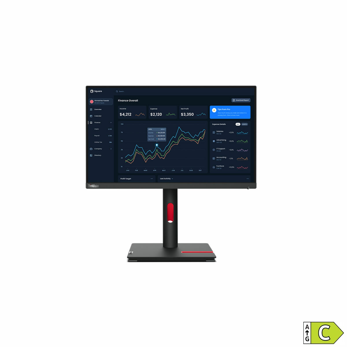 Monitor Lenovo ThinkVision T22i-30 21,5" LED IPS 60 Hz 50-60  Hz - 2
