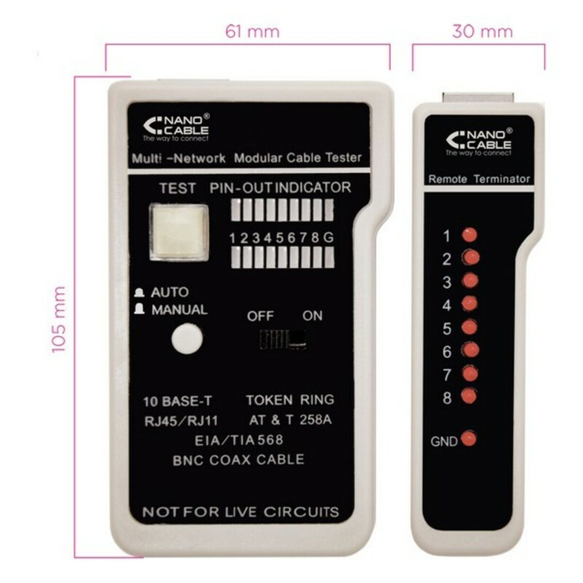 Nätkabel UTP Styv Kategori 6 RJ11/RJ12/RJ45, coaxial NANOCABLE 10.31.0303 Vit/Svart - 3