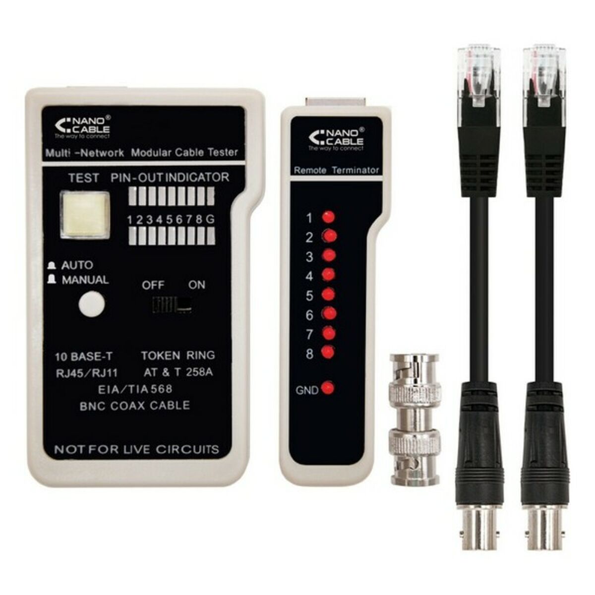 Nätkabel UTP Styv Kategori 6 RJ11/RJ12/RJ45, coaxial NANOCABLE 10.31.0303 Vit/Svart
