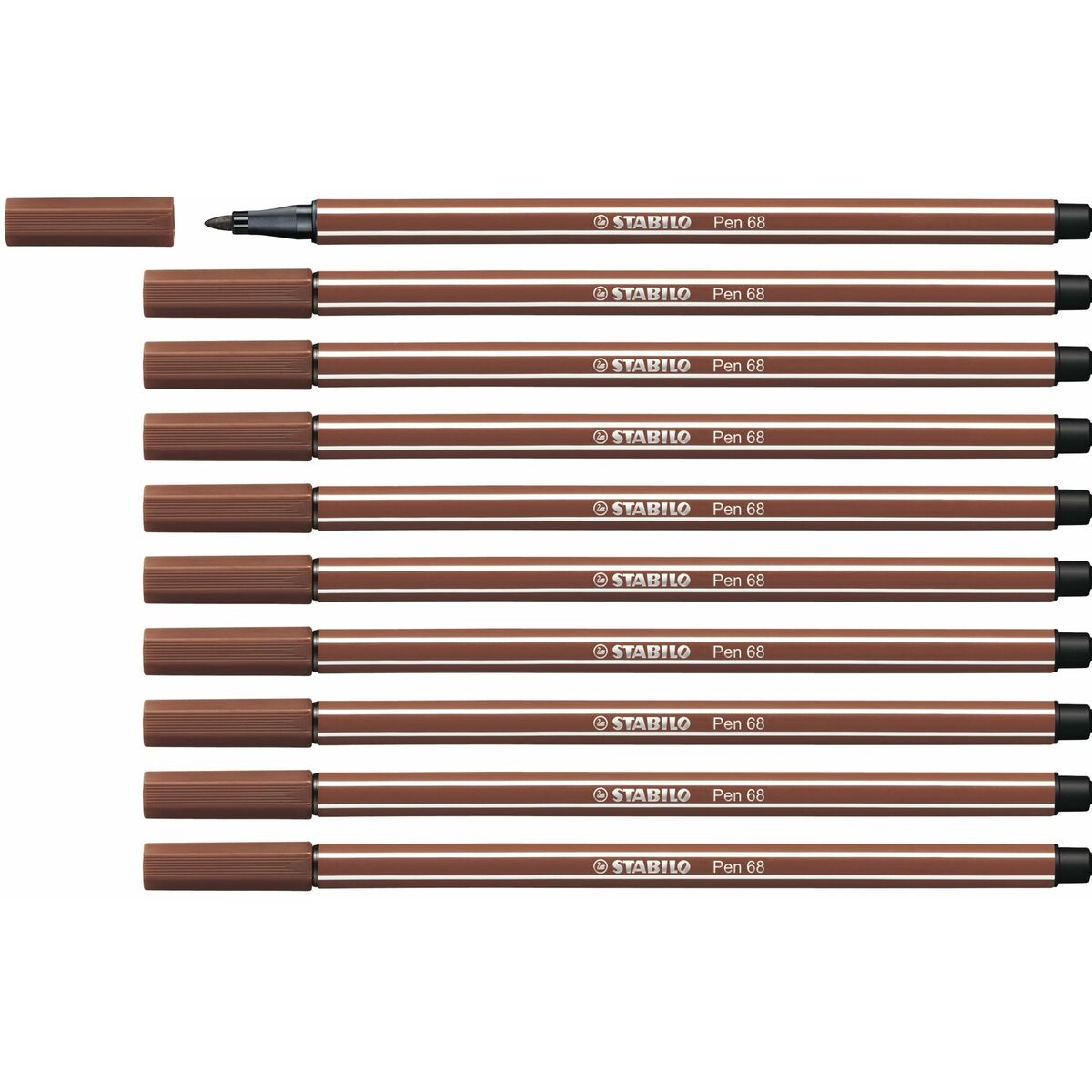 Tuschpennor Stabilo Pen 68 Brun (10 Delar) - 2