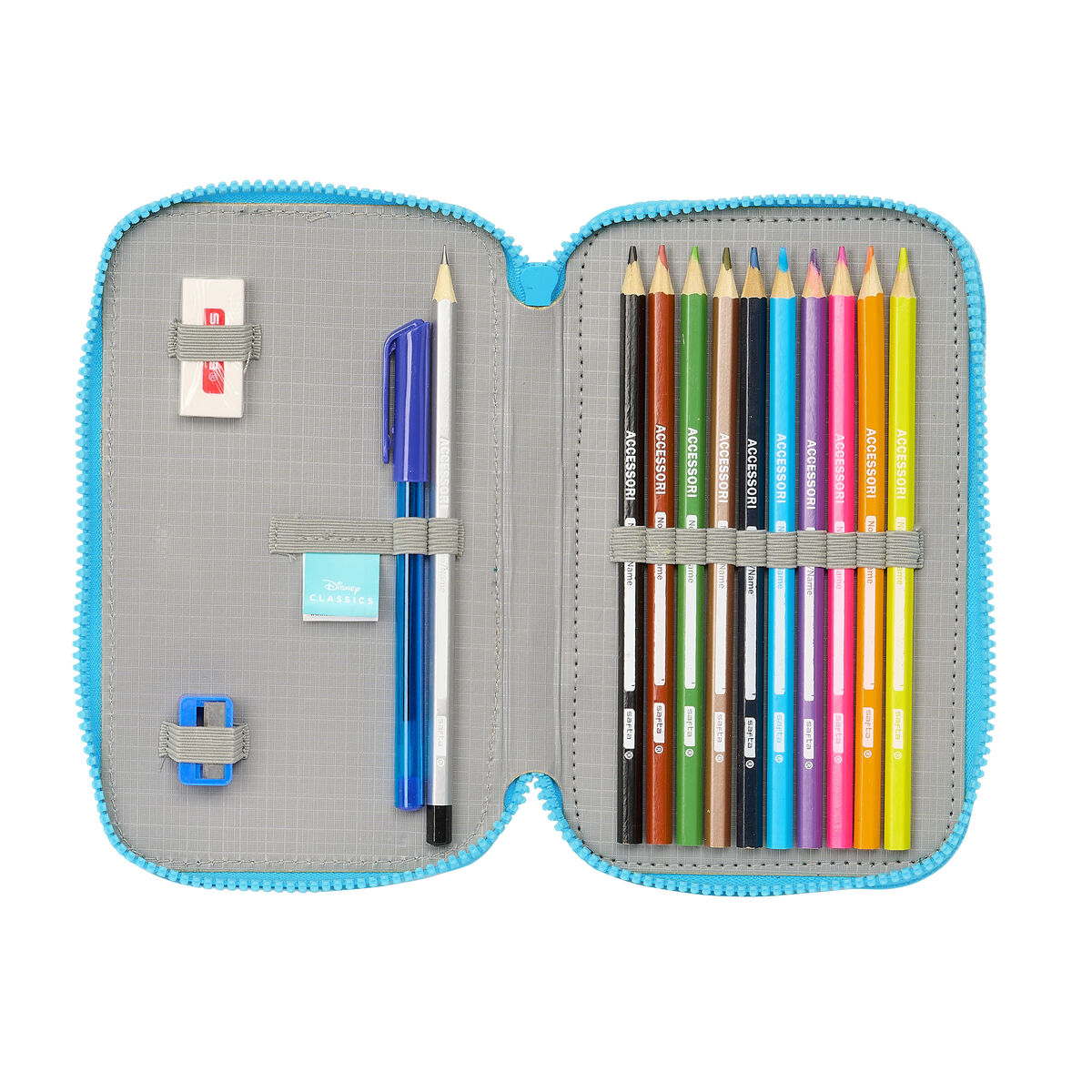 Dubbelt pennfodral Lilo & Stitch Aloha Turkos 12.5 x 19.5 x 4 cm 28 Delar - 2