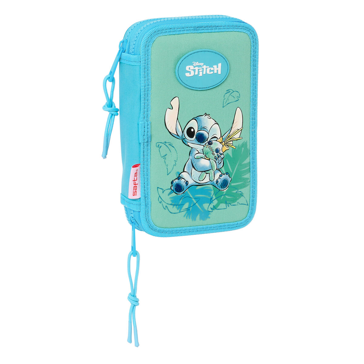 Dubbelt pennfodral Lilo & Stitch Aloha Turkos 12.5 x 19.5 x 4 cm 28 Delar