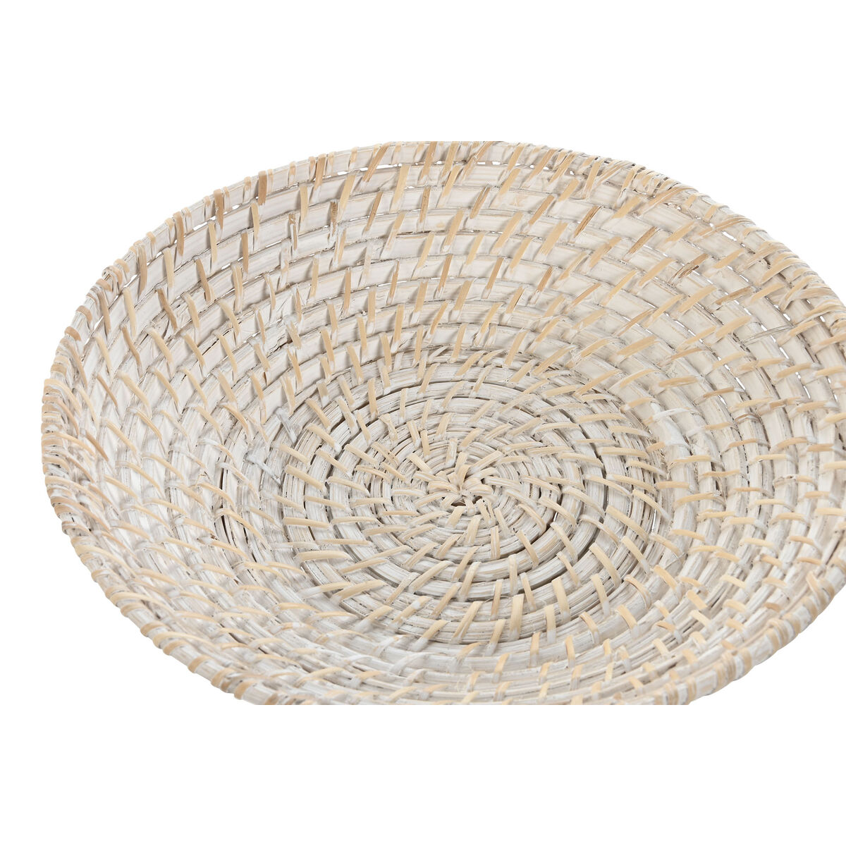 Bordsdekoration Home ESPRIT Vit Naturell Bambu Rattan 35 x 35 x 8 cm (2 Delar) - 2