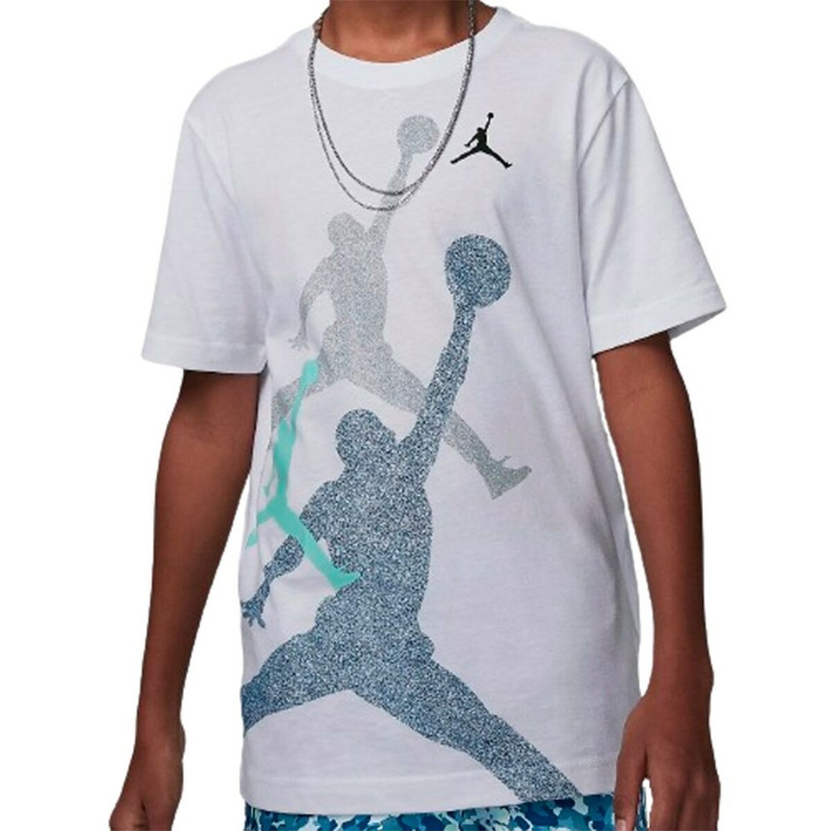 Barn T-shirt med kortärm Nike JDB GRADIENTE STACKED JM SS TEE 95D119 I1N Vit - 2