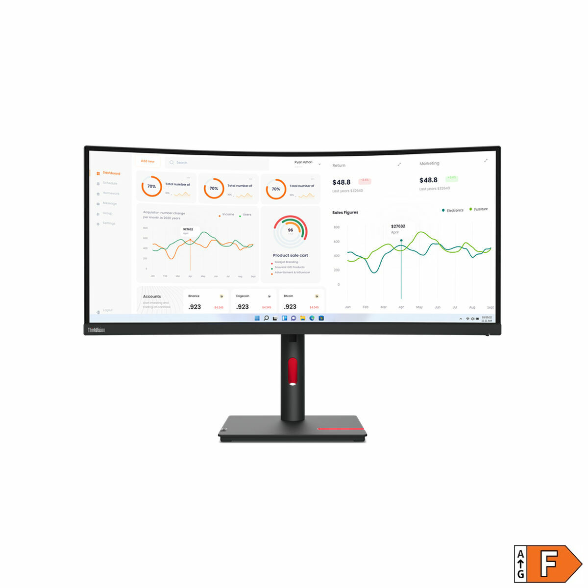 Monitor Lenovo ThinkVision T34W-30 34" 60 Hz 50-60 Hz Wide Quad HD - 2