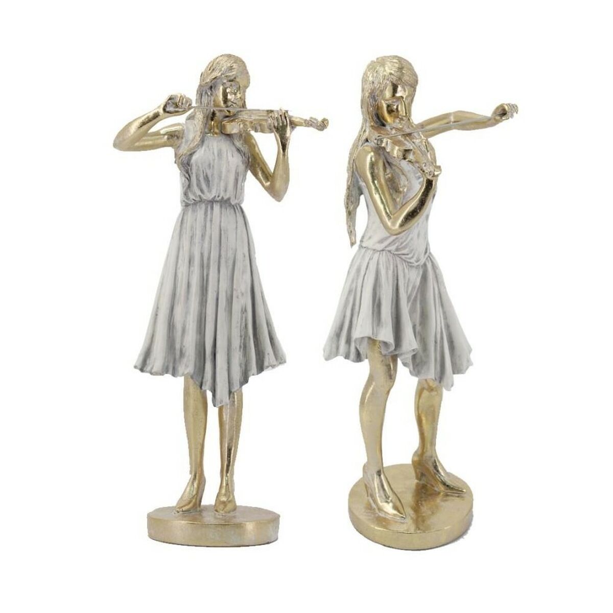Prydnadsfigur DKD Home Decor Gyllene Vit Harts Musiker (26.5 x 20 x 60 cm) (2 pcs)
