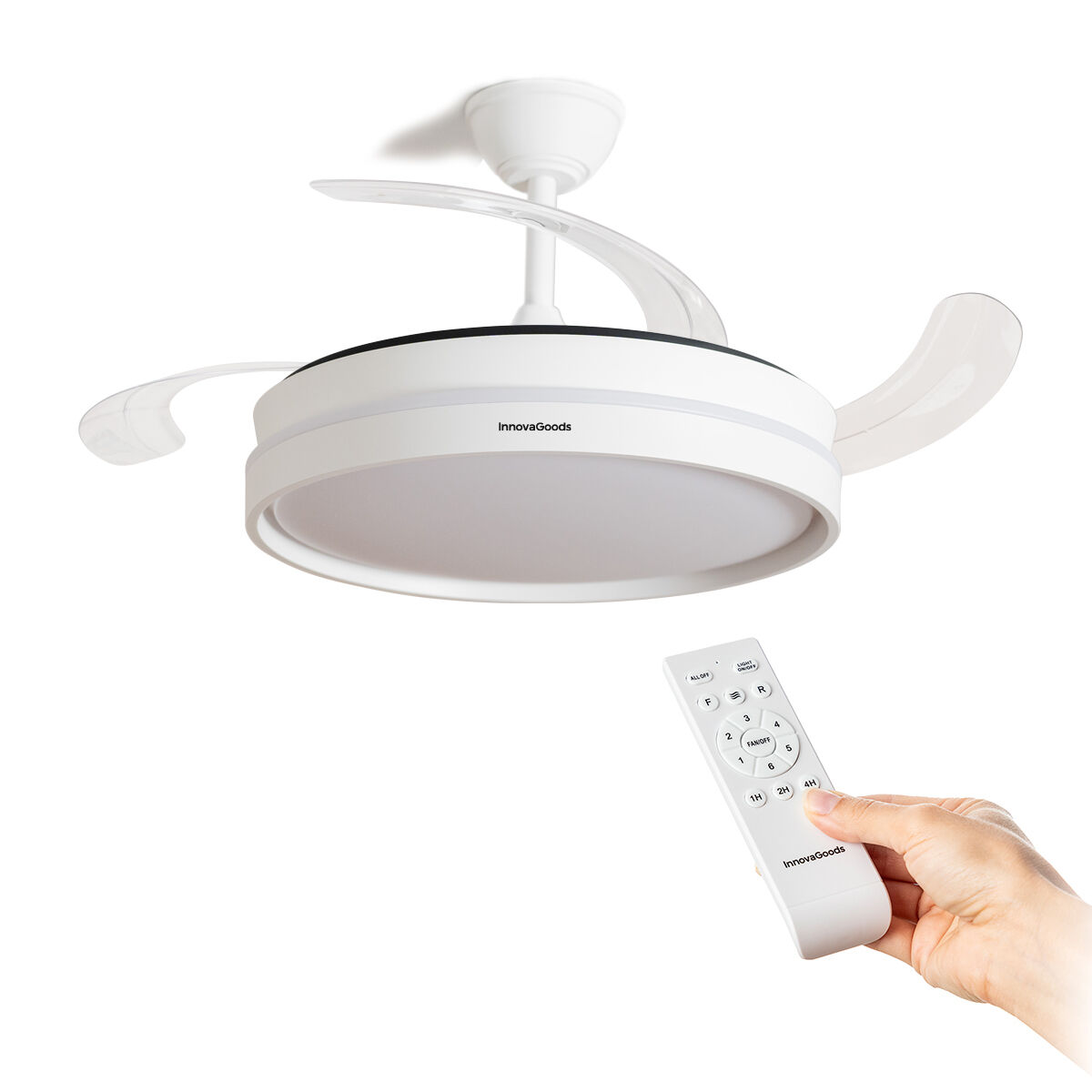 Takfläkt med LED-ljus och 4 Infällbara Blad Keteez InnovaGoods Vit 72 W Ø49-104 cm - 8