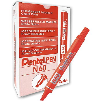 Permanent markörpenna Pentel N60 Röd 12 Delar