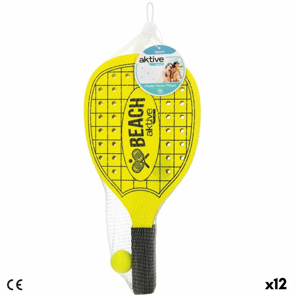 Strandspadar med boll Aktive Neon Trä 20 x 40 cm (12 antal) - 5