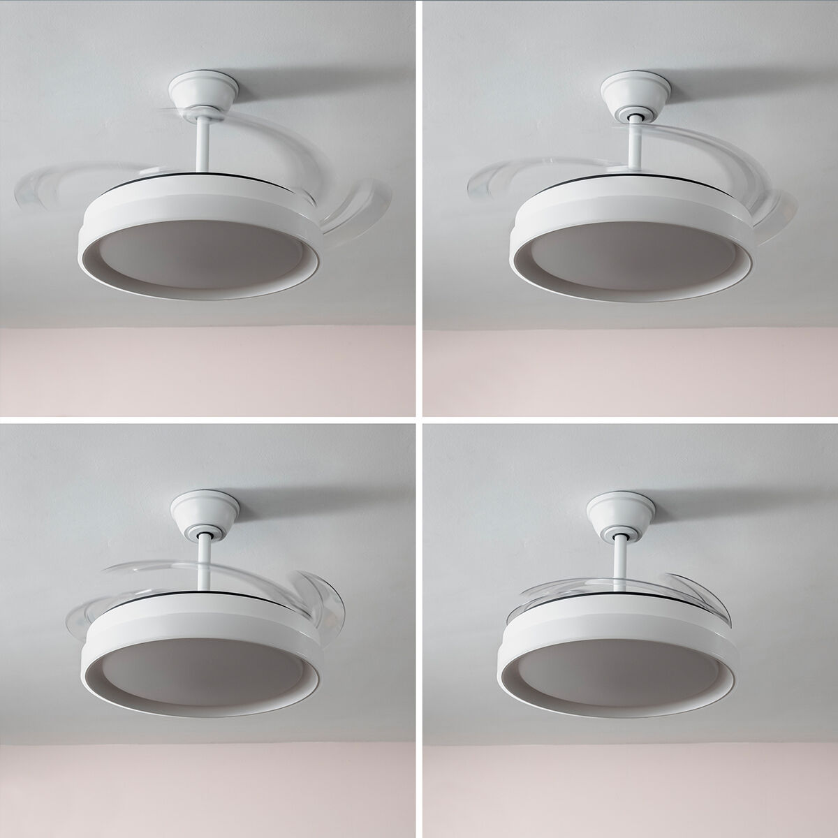 Takfläkt med LED-ljus och 4 Infällbara Blad Woteez InnovaGoods Trä 72 W Ø49-104 cm - 3